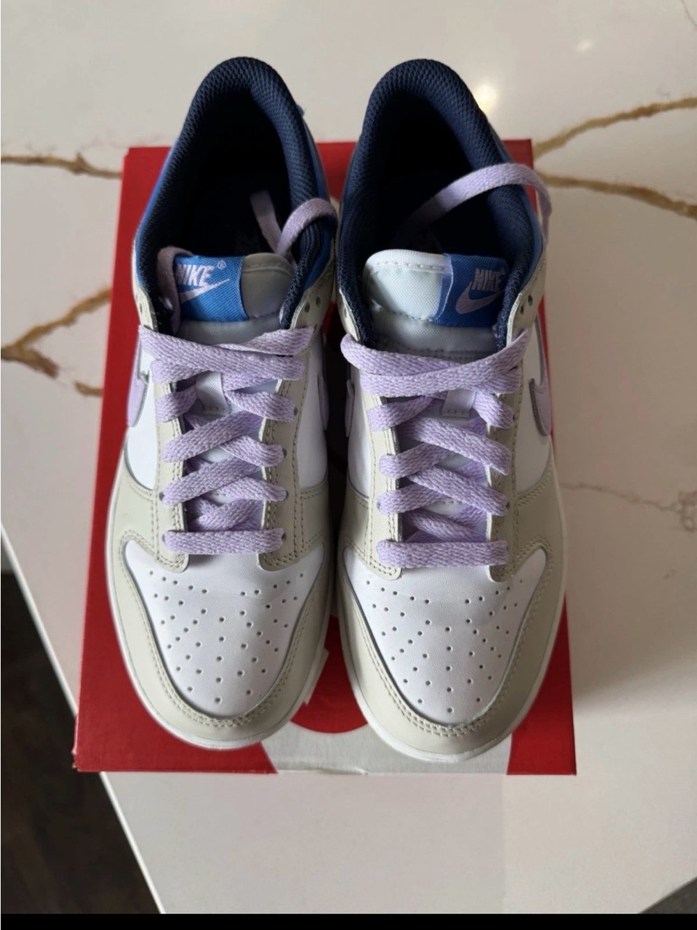 Nike Dunk Low, Tan/Purple/White, Size 6Y